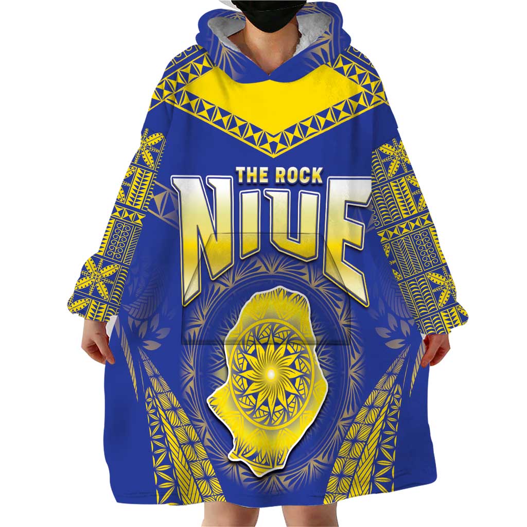 Personalised Niue The Rock Of Polynesia Wearable Blanket Hoodie Peniamina Gospel Day Blue Version LT05 - Polynesian Pride