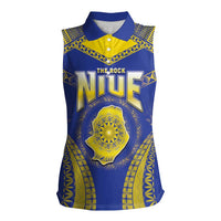 Personalised Niue The Rock Of Polynesia Women Sleeveless Polo Shirt Peniamina Gospel Day Blue Version LT05 Female Blue - Polynesian Pride