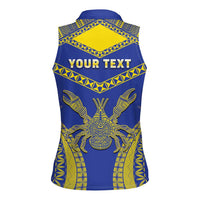 Personalised Niue The Rock Of Polynesia Women Sleeveless Polo Shirt Peniamina Gospel Day Blue Version LT05 - Polynesian Pride