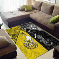 New Zealand Maori And Niue Hiapo Area Rug Lizard And Coconut Crab Together LT05 - Polynesian Pride