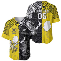 Custom New Zealand Maori And Niue Hiapo Baseball Jersey Lizard And Coconut Crab Together LT05 - Polynesian Pride