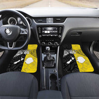 New Zealand Maori And Niue Hiapo Car Mats Lizard And Coconut Crab Together LT05 Set 2pcs - Front Yellow - Polynesian Pride