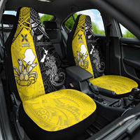 New Zealand Maori And Niue Hiapo Car Seat Cover Lizard And Coconut Crab Together LT05 One Size Yellow - Polynesian Pride