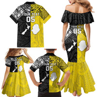 Custom New Zealand Maori And Niue Hiapo Family Matching Mermaid Dress and Hawaiian Shirt Lizard And Coconut Crab Together LT05 - Polynesian Pride