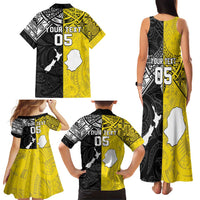 Custom New Zealand Maori And Niue Hiapo Family Matching Tank Maxi Dress and Hawaiian Shirt Lizard And Coconut Crab Together LT05 - Polynesian Pride