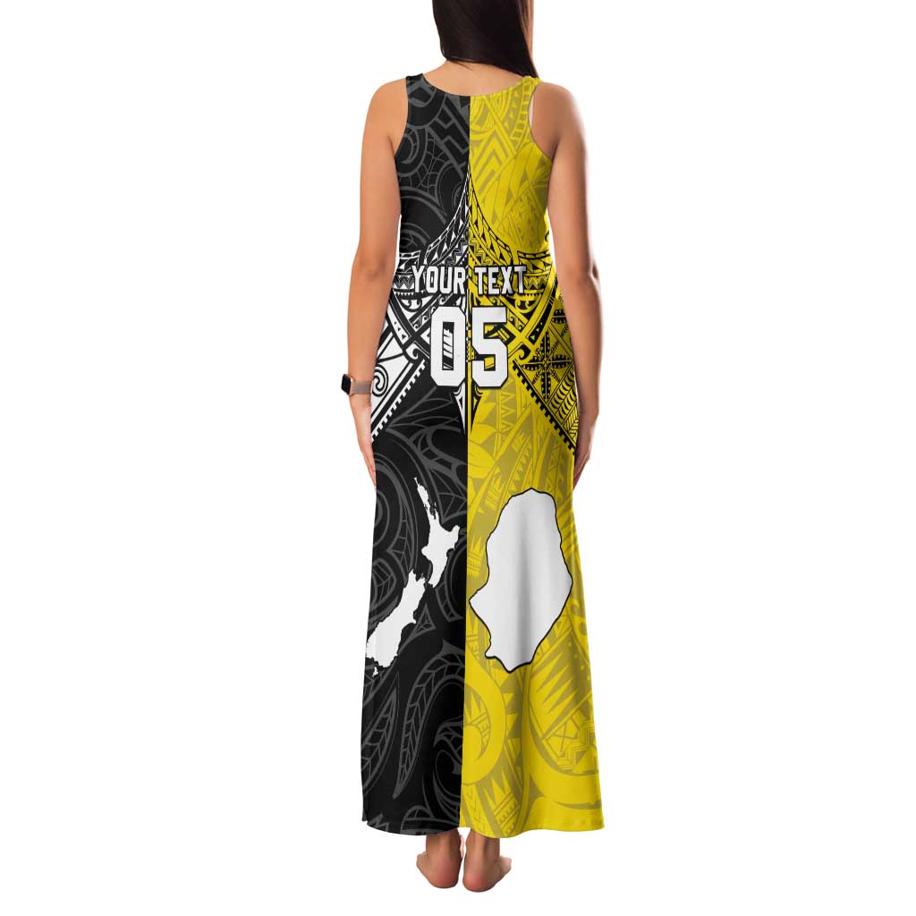 Custom New Zealand Maori And Niue Hiapo Family Matching Tank Maxi Dress and Hawaiian Shirt Lizard And Coconut Crab Together LT05 - Polynesian Pride