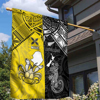 New Zealand Maori And Niue Hiapo Garden Flag Lizard And Coconut Crab Together LT05 - Polynesian Pride