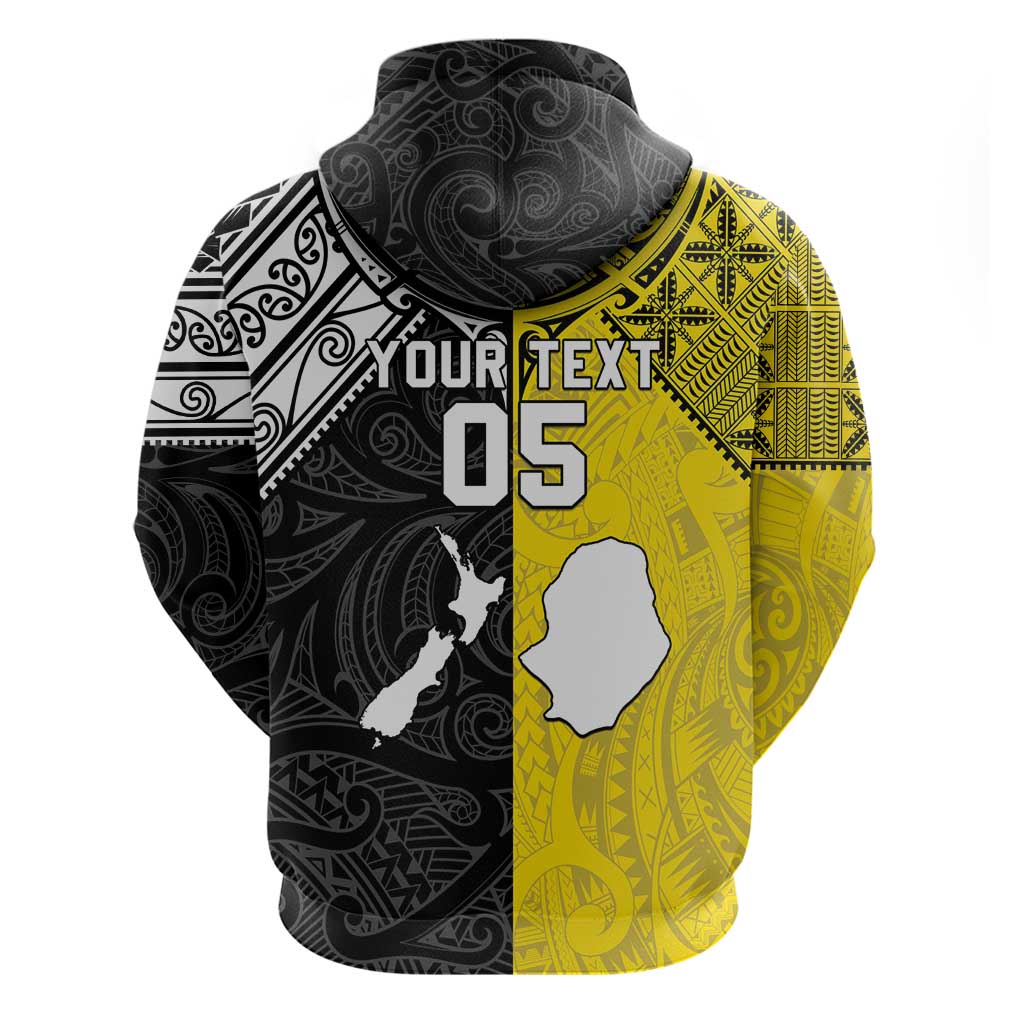 Custom New Zealand Maori And Niue Hiapo Hoodie Lizard And Coconut Crab Together LT05 - Polynesian Pride