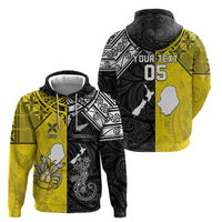 Custom New Zealand Maori And Niue Hiapo Hoodie Lizard And Coconut Crab Together LT05 - Polynesian Pride