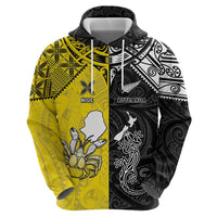 Custom New Zealand Maori And Niue Hiapo Hoodie Lizard And Coconut Crab Together LT05 - Polynesian Pride