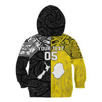 Custom New Zealand Maori And Niue Hiapo Kid Hoodie Lizard And Coconut Crab Together LT05 - Polynesian Pride