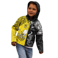 Custom New Zealand Maori And Niue Hiapo Kid Hoodie Lizard And Coconut Crab Together LT05 - Polynesian Pride