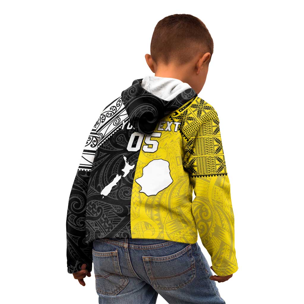 Custom New Zealand Maori And Niue Hiapo Kid Hoodie Lizard And Coconut Crab Together LT05 - Polynesian Pride