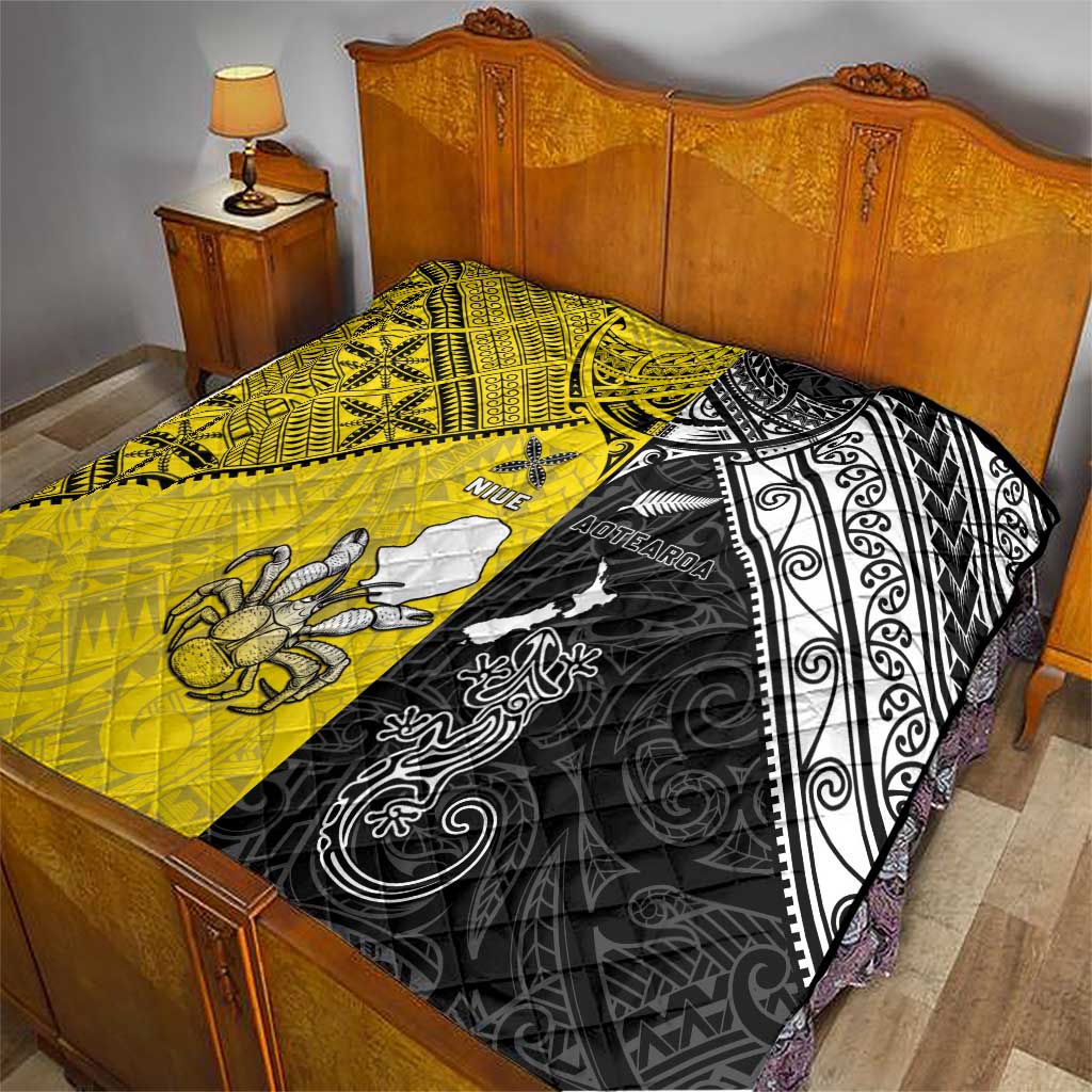 New Zealand Maori And Niue Hiapo Quilt Lizard And Coconut Crab Together LT05 - Polynesian Pride