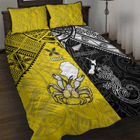 New Zealand Maori And Niue Hiapo Quilt Bed Set Lizard And Coconut Crab Together LT05 Yellow - Polynesian Pride