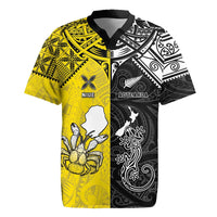 Custom New Zealand Maori And Niue Hiapo Rugby Jersey Lizard And Coconut Crab Together LT05 Yellow - Polynesian Pride
