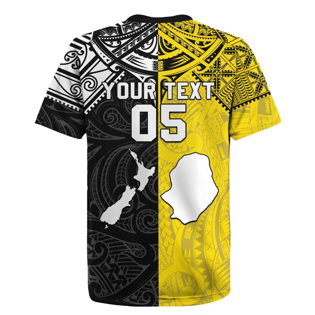 Custom New Zealand Maori And Niue Hiapo Rugby Jersey Lizard And Coconut Crab Together LT05 - Polynesian Pride