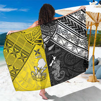 New Zealand Maori And Niue Hiapo Sarong Lizard And Coconut Crab Together LT05 One Size 44 x 66 inches Yellow - Polynesian Pride