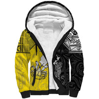 Custom New Zealand Maori And Niue Hiapo Sherpa Hoodie Lizard And Coconut Crab Together LT05 Unisex Yellow - Polynesian Pride