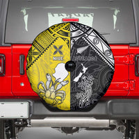 New Zealand Maori And Niue Hiapo Spare Tire Cover Lizard And Coconut Crab Together LT05 - Polynesian Pride