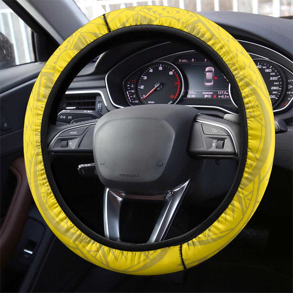 New Zealand Maori And Niue Hiapo Steering Wheel Cover Lizard And Coconut Crab Together LT05 - Polynesian Pride