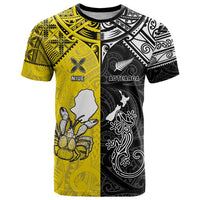 Custom New Zealand Maori And Niue Hiapo T Shirt Lizard And Coconut Crab Together LT05 Yellow - Polynesian Pride