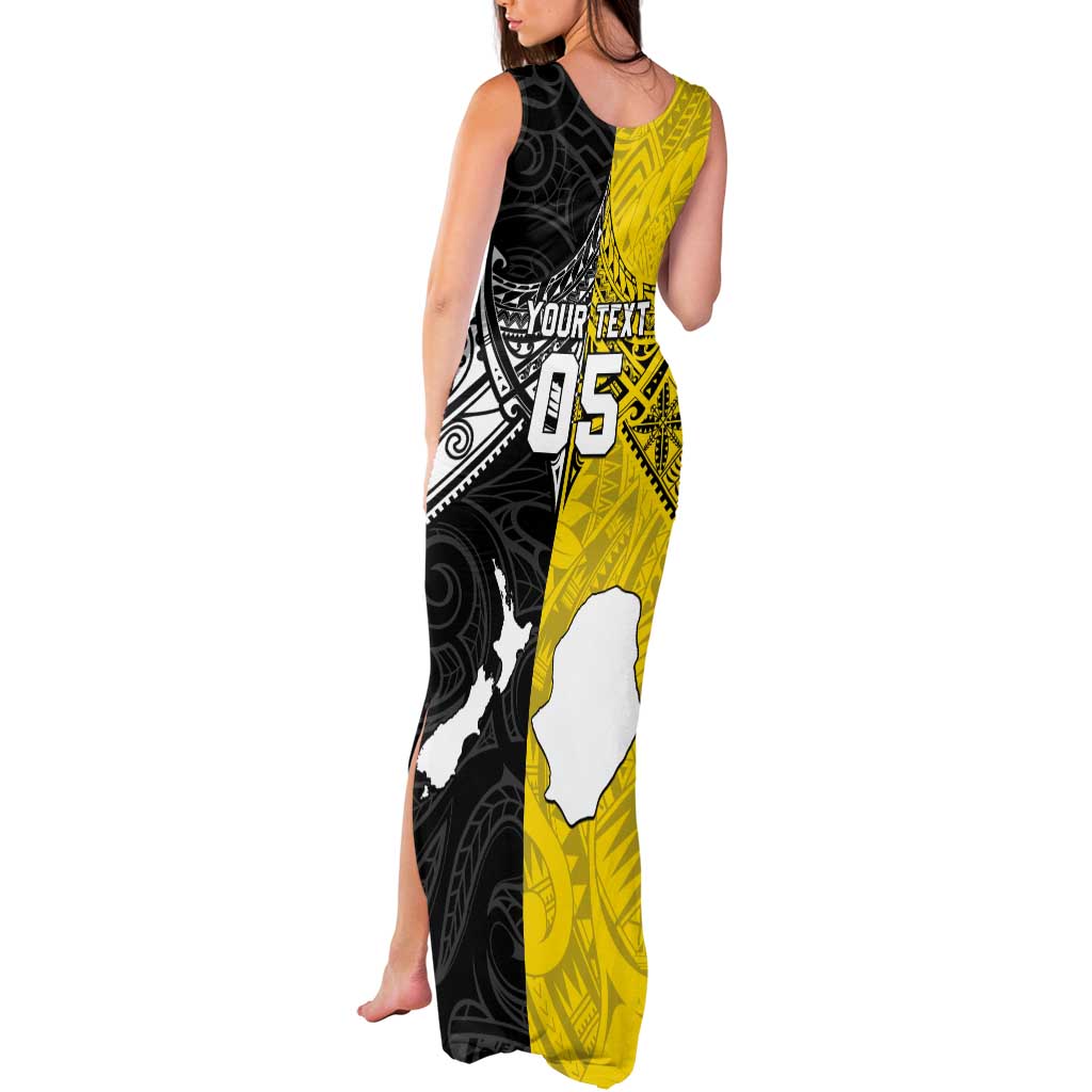 Custom New Zealand Maori And Niue Hiapo Tank Maxi Dress Lizard And Coconut Crab Together LT05 - Polynesian Pride