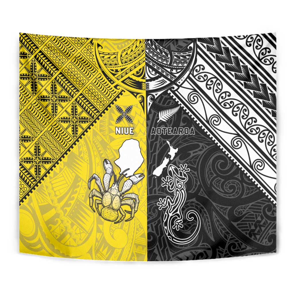 New Zealand Maori And Niue Hiapo Tapestry Lizard And Coconut Crab Together LT05 - Polynesian Pride