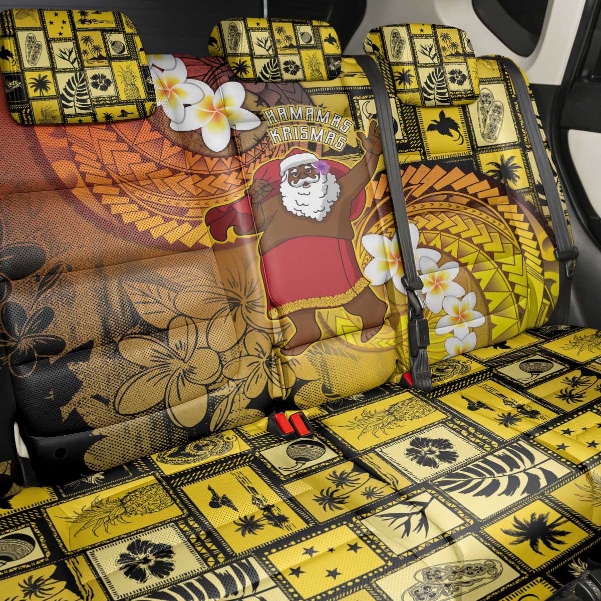 Papua New Guinea Retro Christmas Back Car Seat Cover Hamamas Krismas LT05 - Polynesian Pride