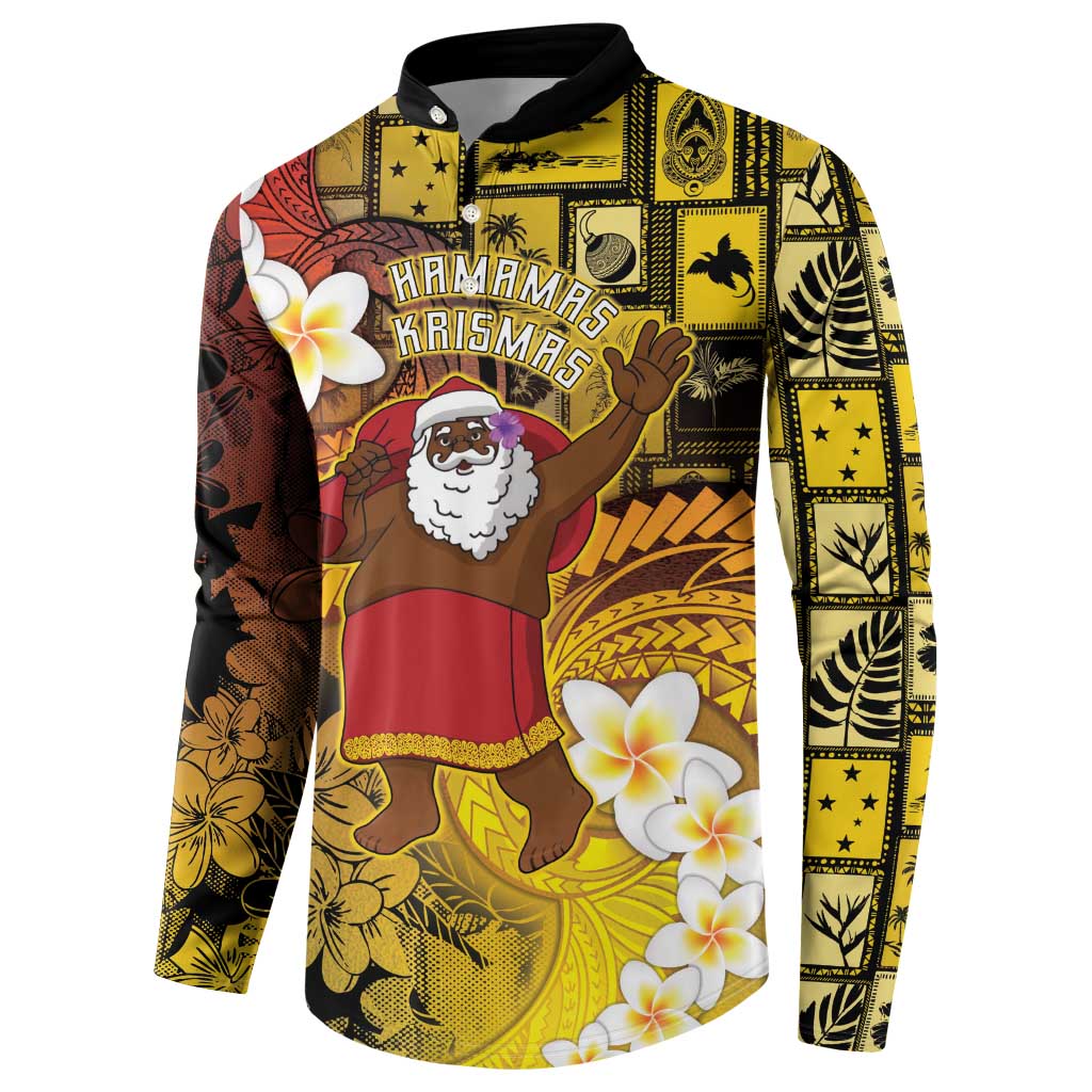 Papua New Guinea Retro Christmas Button Sweatshirt Hamamas Krismas - Polynesian Pride