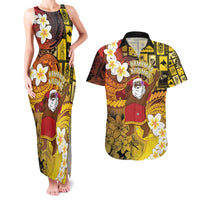 Papua New Guinea Retro Christmas Couples Matching Tank Maxi Dress and Hawaiian Shirt Hamamas Krismas - Polynesian Pride