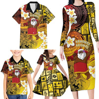 Papua New Guinea Retro Christmas Family Matching Long Sleeve Bodycon Dress and Hawaiian Shirt Hamamas Krismas - Polynesian Pride