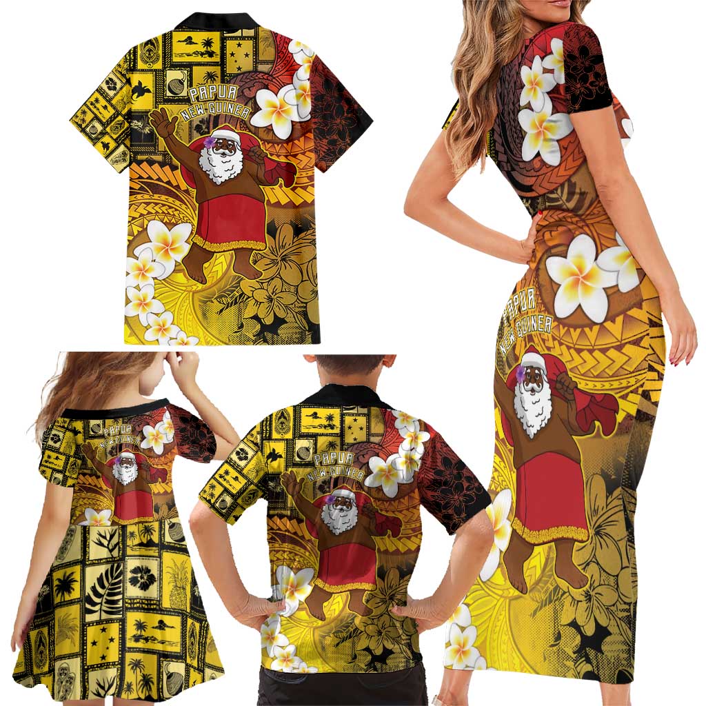 Papua New Guinea Retro Christmas Family Matching Short Sleeve Bodycon Dress and Hawaiian Shirt Hamamas Krismas - Polynesian Pride