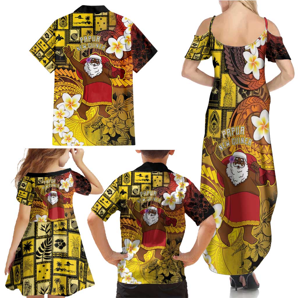 Papua New Guinea Retro Christmas Family Matching Summer Maxi Dress and Hawaiian Shirt Hamamas Krismas - Polynesian Pride