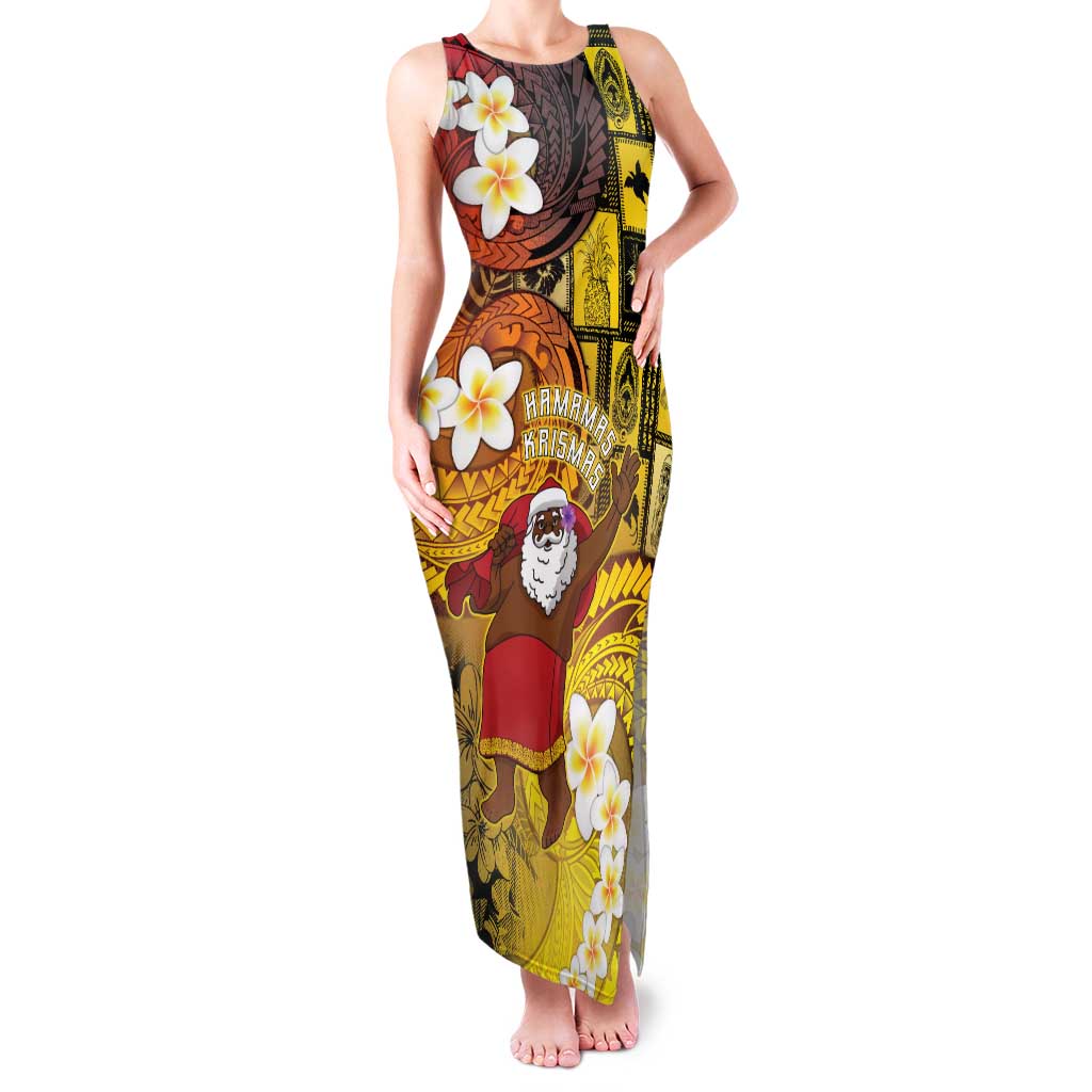 Papua New Guinea Retro Christmas Family Matching Tank Maxi Dress and Hawaiian Shirt Hamamas Krismas - Polynesian Pride