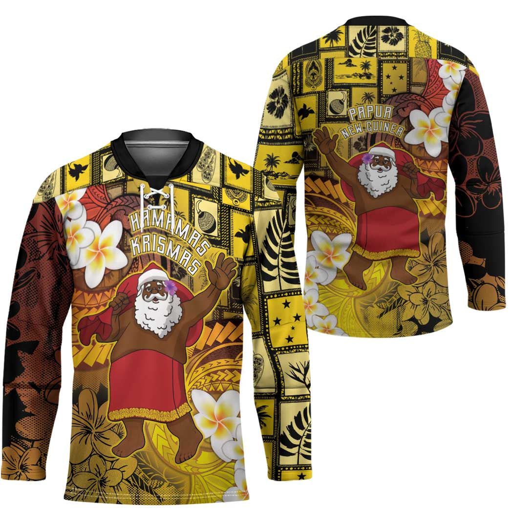 Papua New Guinea Retro Christmas Hockey Jersey Hamamas Krismas - Polynesian Pride