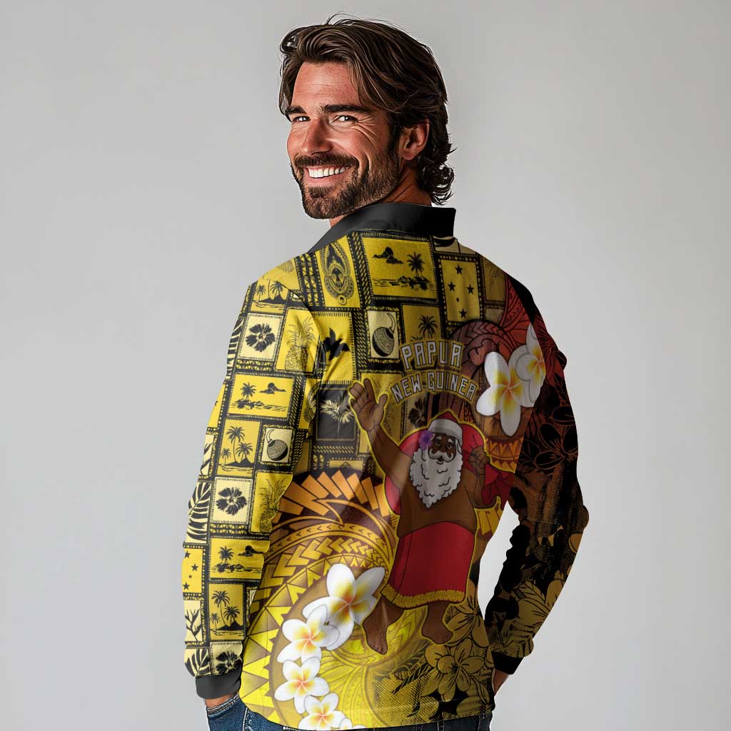Papua New Guinea Retro Christmas Long Sleeve Polo Shirt Hamamas Krismas - Polynesian Pride