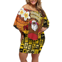 Papua New Guinea Retro Christmas Off Shoulder Short Dress Hamamas Krismas - Polynesian Pride
