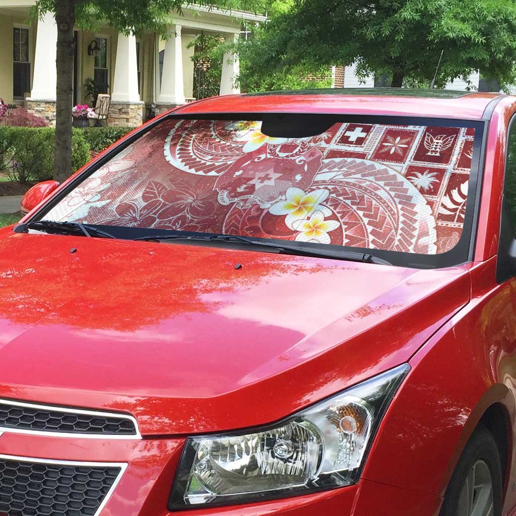 Tonga Christmas Auto Sun Shade Kilisimasi Fiefia Retro Style Red - Polynesian Pride