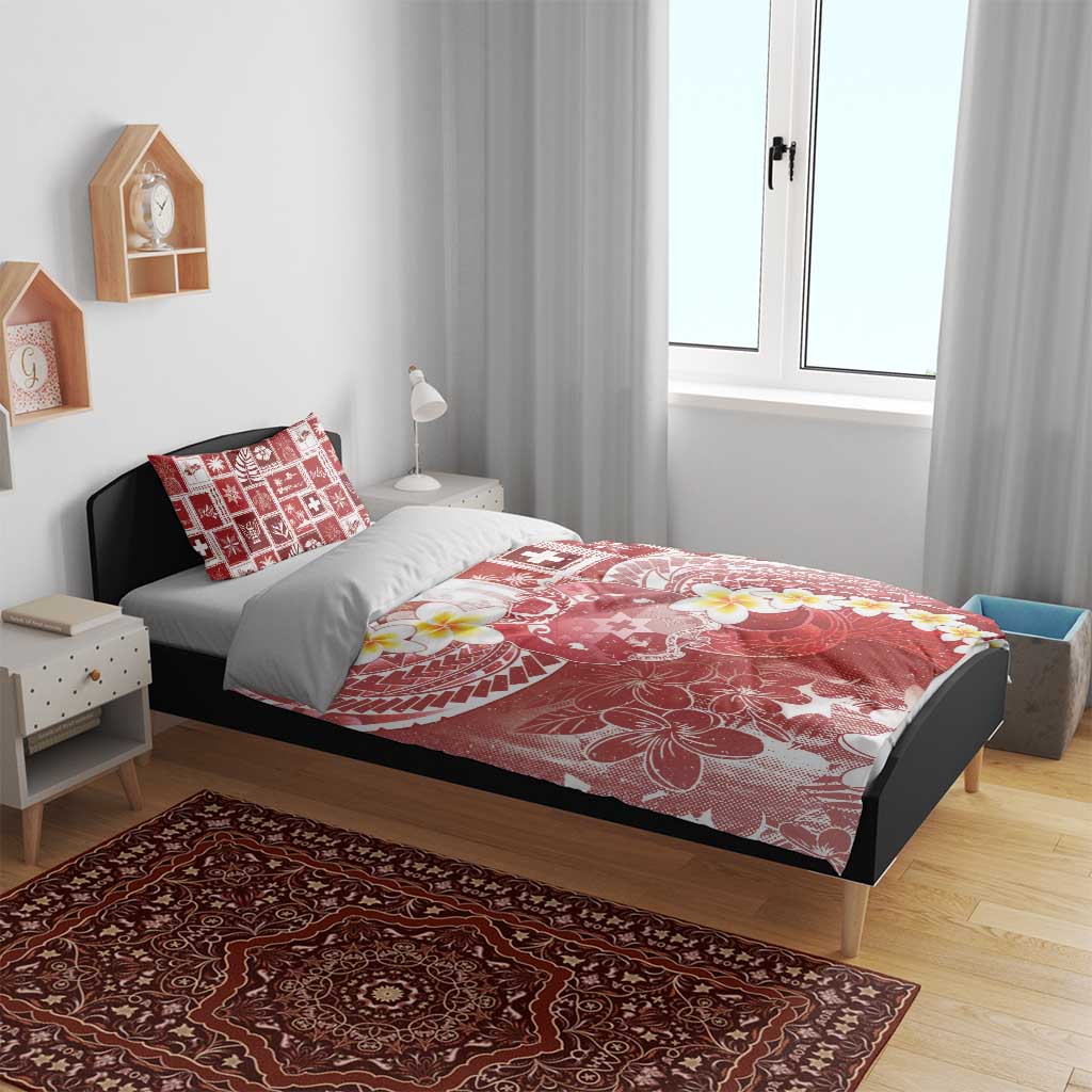Tonga Christmas Bedding Set Kilisimasi Fiefia Retro Style Red - Polynesian Pride