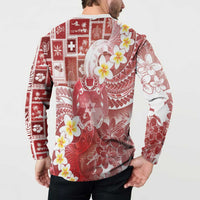 Tonga Christmas Button Sweatshirt Kilisimasi Fiefia Retro Style Red - Polynesian Pride