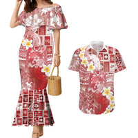 Tonga Christmas Couples Matching Mermaid Dress and Hawaiian Shirt Kilisimasi Fiefia Retro Style Red LT05 Red - Polynesian Pride