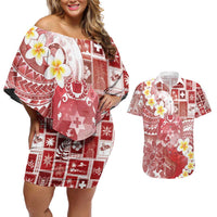 Tonga Christmas Couples Matching Off Shoulder Short Dress and Hawaiian Shirt Kilisimasi Fiefia Retro Style Red LT05 Red - Polynesian Pride