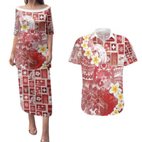 Tonga Christmas Couples Matching Puletasi and Hawaiian Shirt Kilisimasi Fiefia Retro Style Red LT05 Red - Polynesian Pride