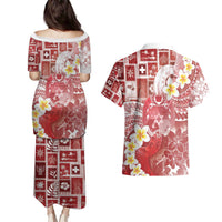 Tonga Christmas Couples Matching Puletasi and Hawaiian Shirt Kilisimasi Fiefia Retro Style Red LT05 - Polynesian Pride