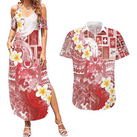Tonga Christmas Couples Matching Summer Maxi Dress and Hawaiian Shirt Kilisimasi Fiefia Retro Style Red LT05 Red - Polynesian Pride