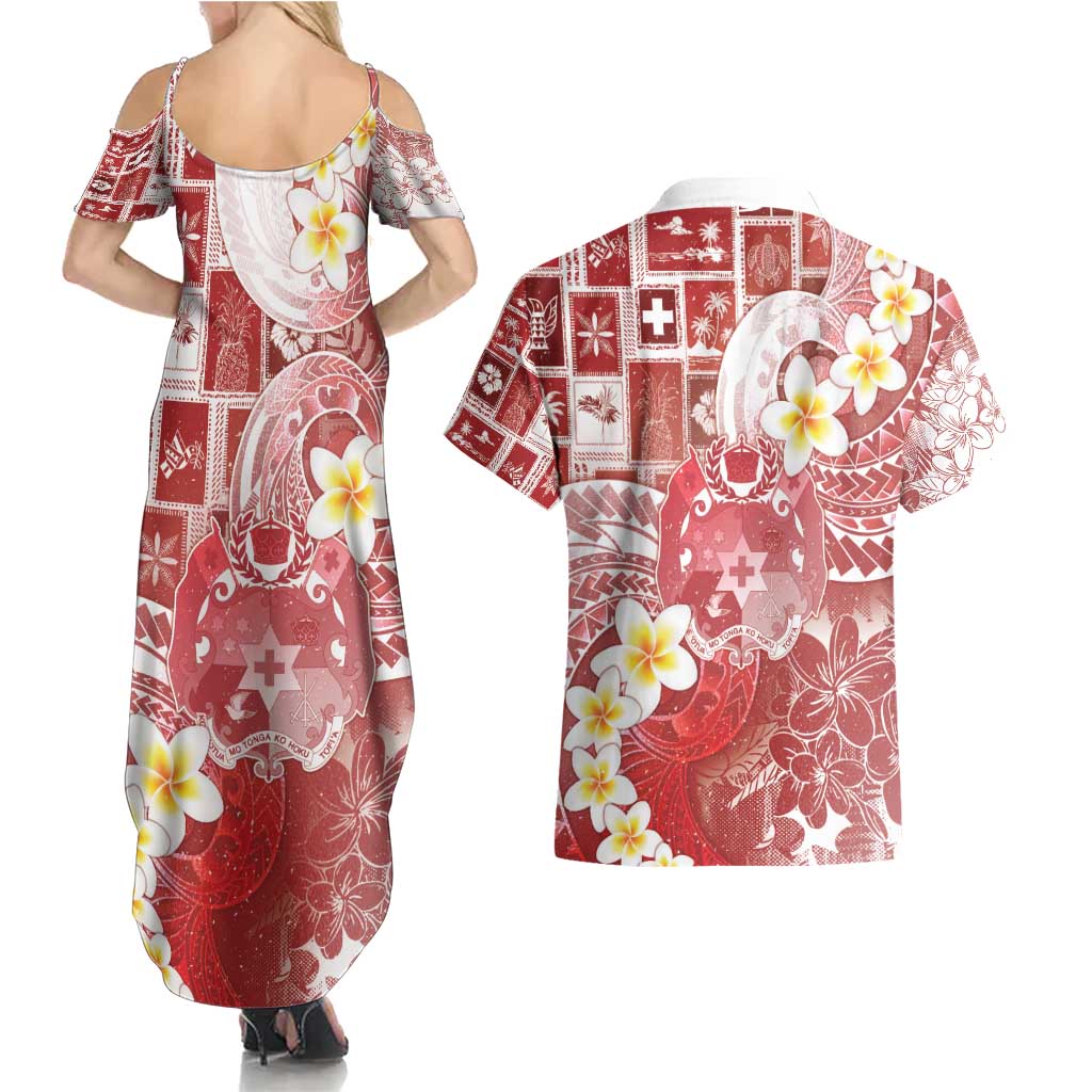 Tonga Christmas Couples Matching Summer Maxi Dress and Hawaiian Shirt Kilisimasi Fiefia Retro Style Red LT05 - Polynesian Pride