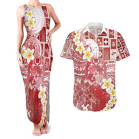 Tonga Christmas Couples Matching Tank Maxi Dress and Hawaiian Shirt Kilisimasi Fiefia Retro Style Red LT05 Red - Polynesian Pride