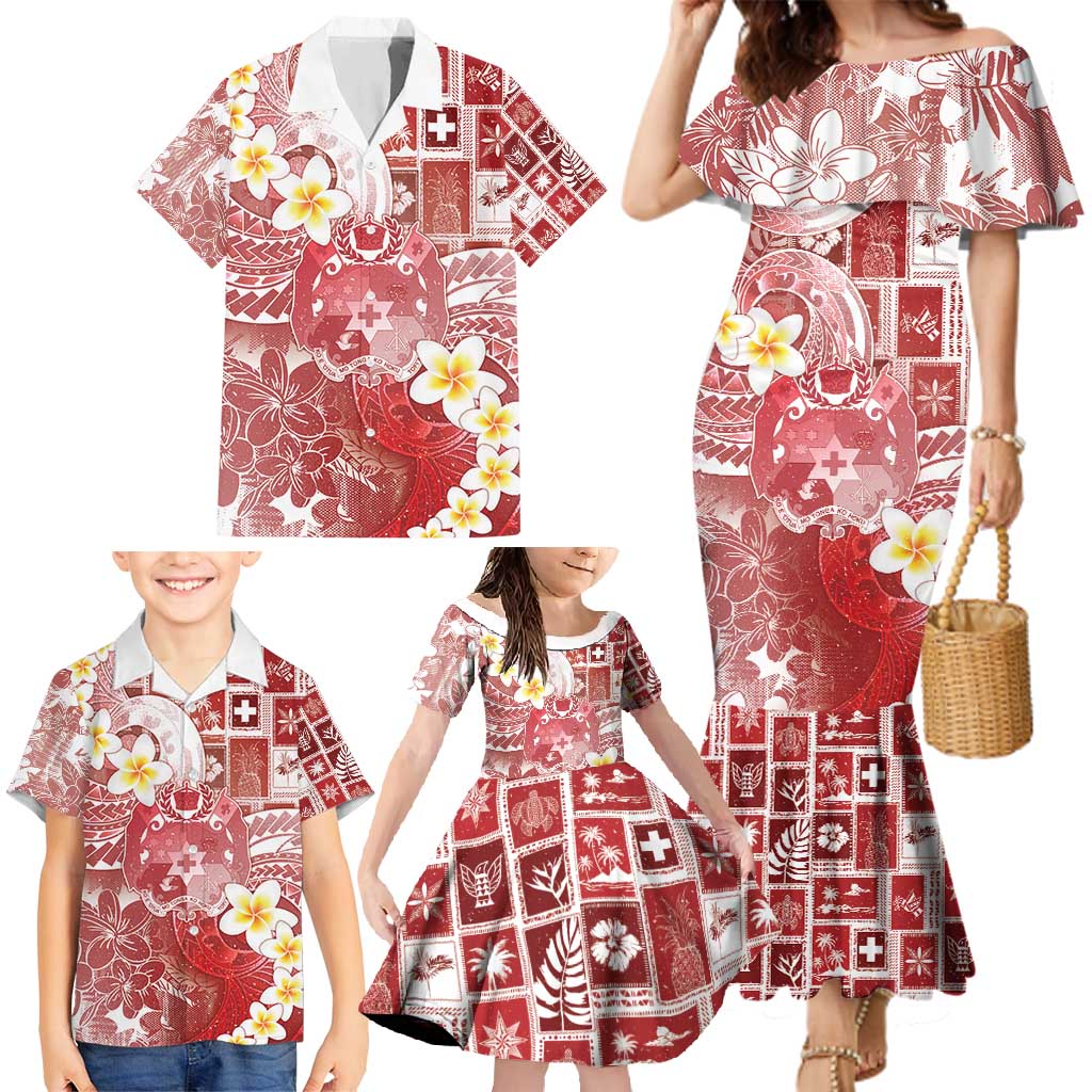 Tonga Christmas Family Matching Mermaid Dress and Hawaiian Shirt Kilisimasi Fiefia Retro Style Red LT05 - Polynesian Pride