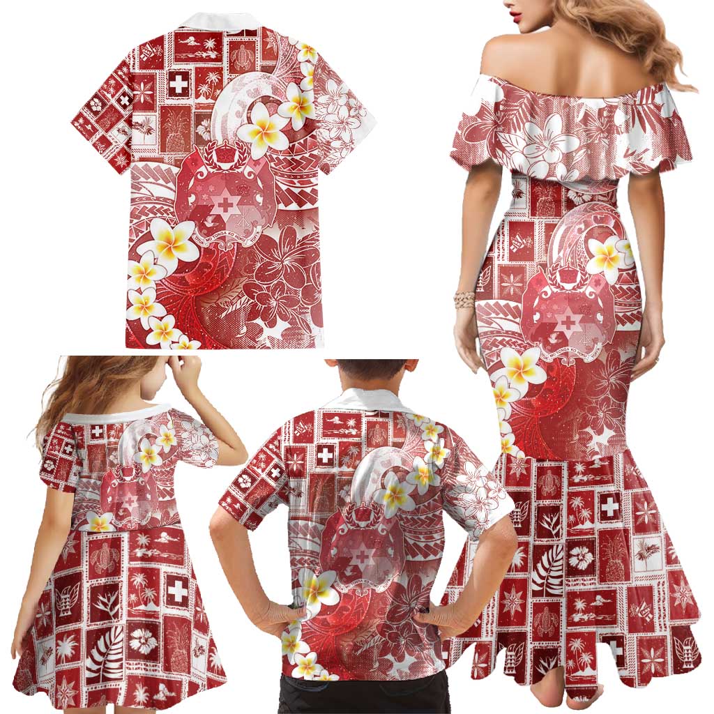 Tonga Christmas Family Matching Mermaid Dress and Hawaiian Shirt Kilisimasi Fiefia Retro Style Red LT05 - Polynesian Pride